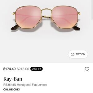 Ray-Ban Hexagonal Flat Sunglasses with Rose Lenses